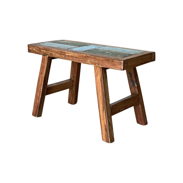 Patchwork Teak Bench L 30"