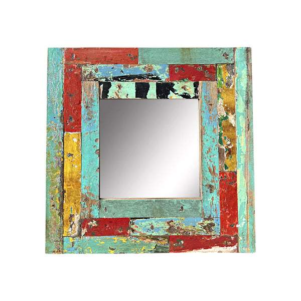 Sun Teak Mirror Patchwork  24 x 24"