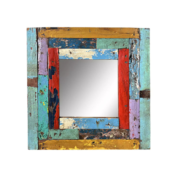 Sun Teak Mirror Patchwork  24 x 24"