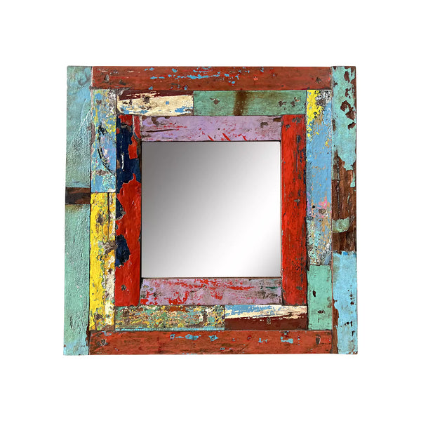 Sun Teak Mirror Patchwork  24 x 24"